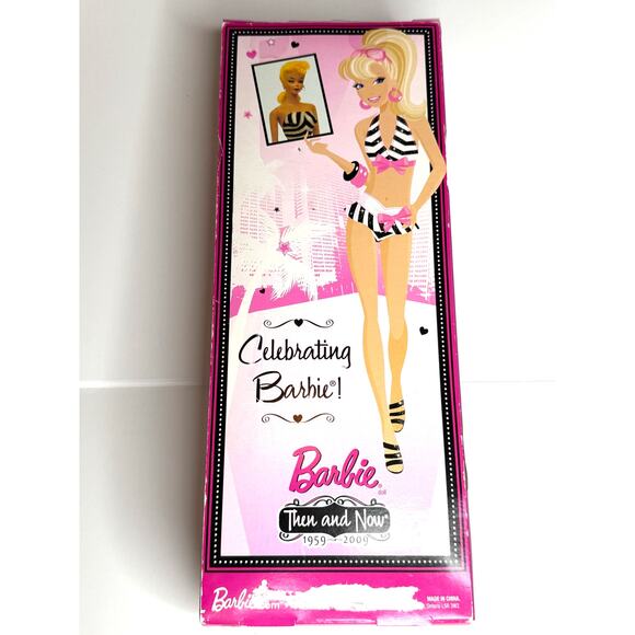 NIB 2008 1959-2009 Then &and Now Bathing Suit Barbie Fashion Doll - Picture 2 of 6